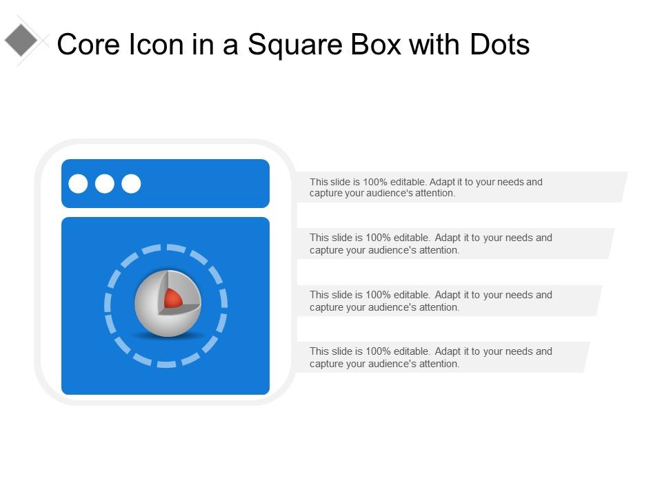 Core icon in a square box with dots Slide01