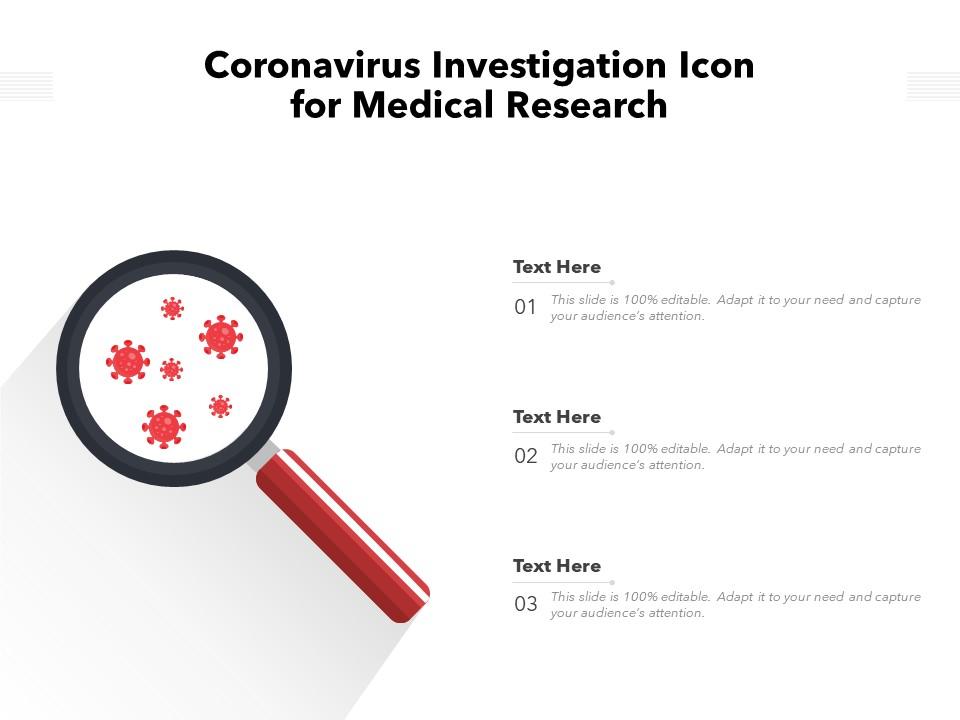 Coronavirus investigation icon for medical research Slide01