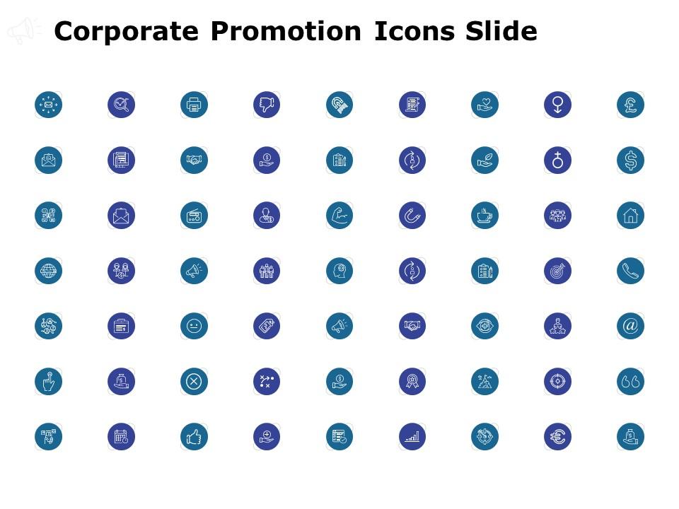 Corporate promotion icons slide growth c963 ppt powerpoint presentation file icon Slide01