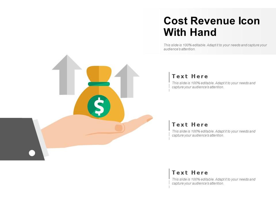 Cost revenue icon with hand Slide01