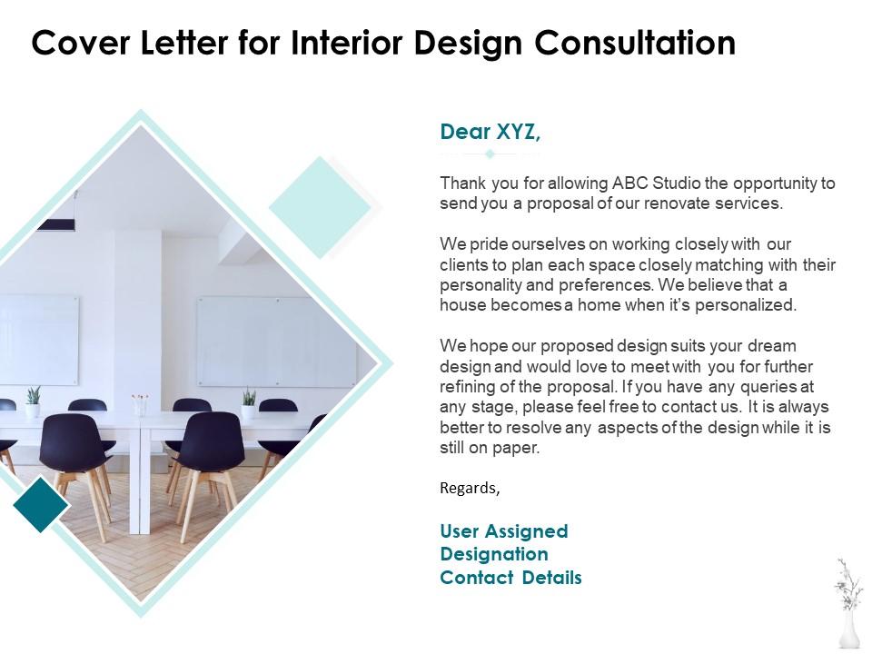 Cover letter for interior design consultation ppt powerpoint presentation icon Slide01
