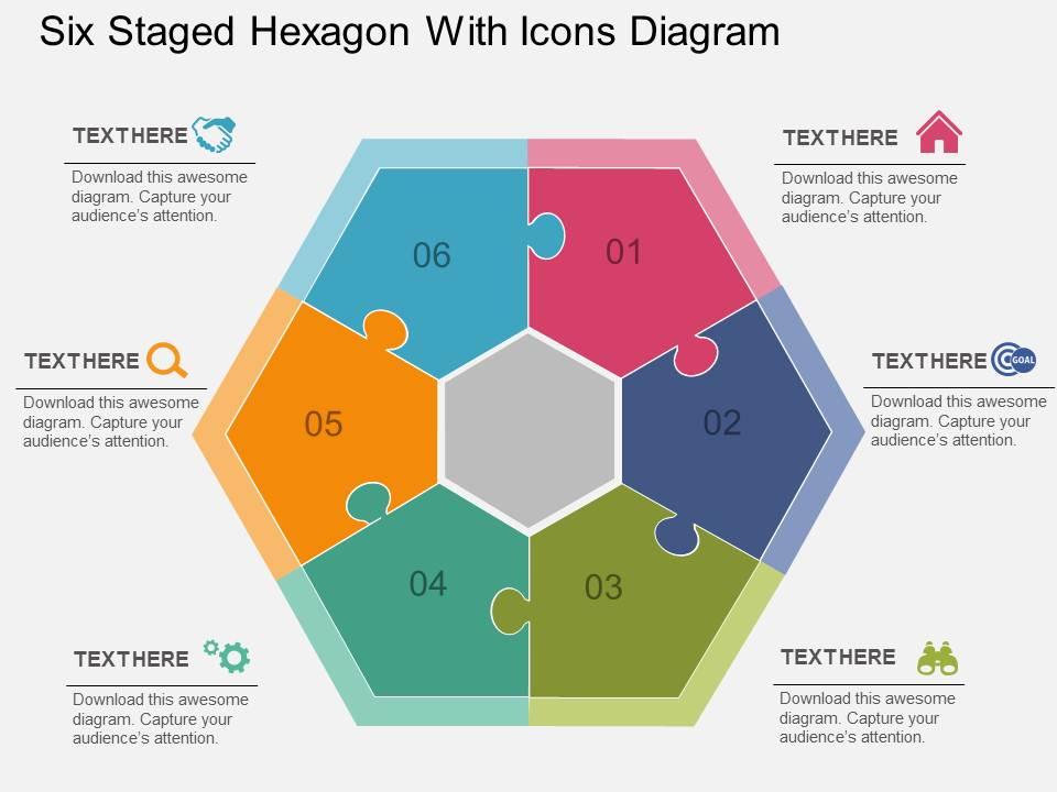 Cr six staged hexagon with icons diagram flat powerpoint design Slide01