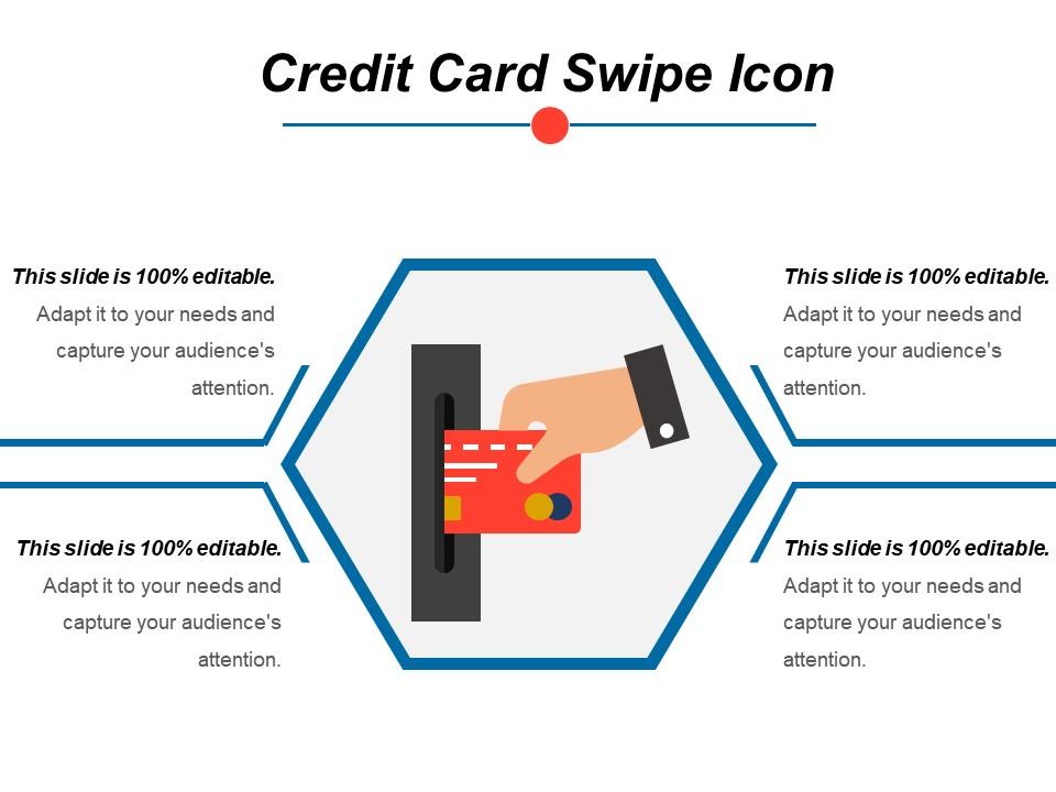 Credit card swipe icon ppt slide templates Slide01