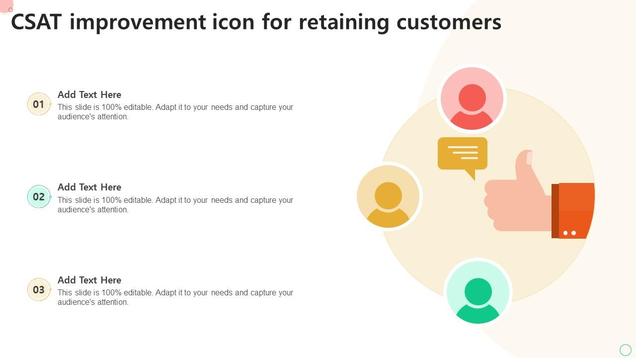 CSAT Improvement Icon For Retaining Customers Slide01