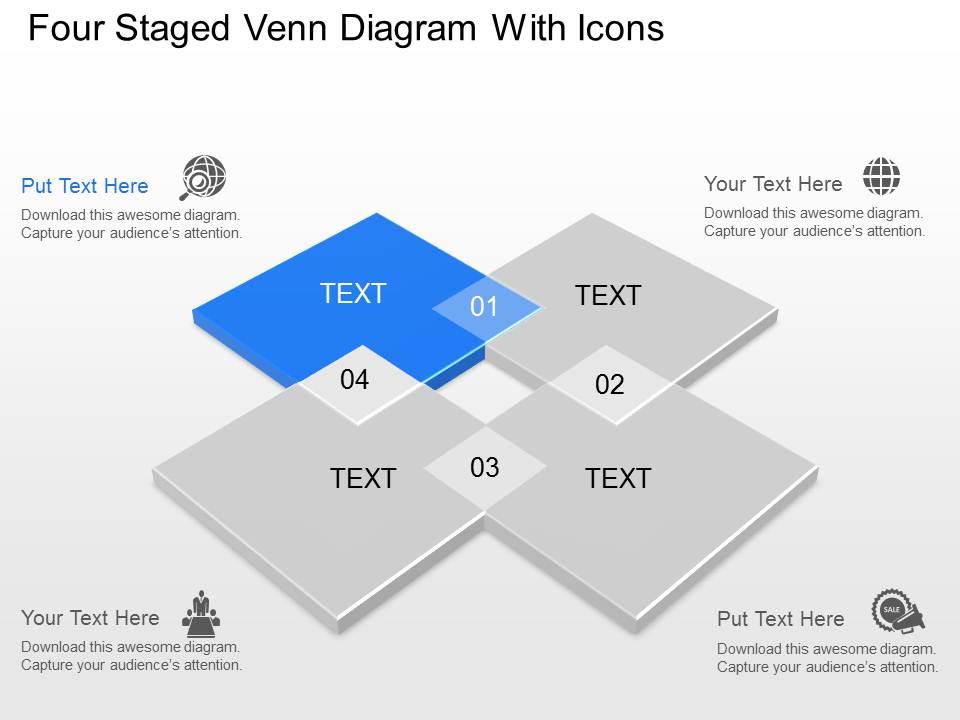 Ct four staged venn diagram with icons powerpoint template Slide01