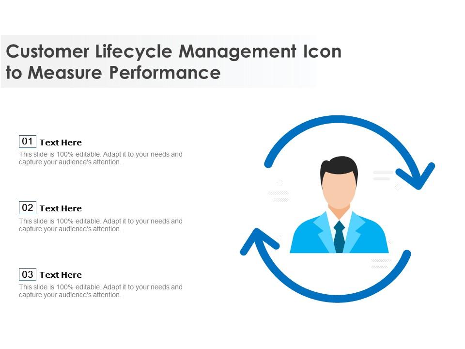 Customer lifecycle management icon to measure performance Slide01