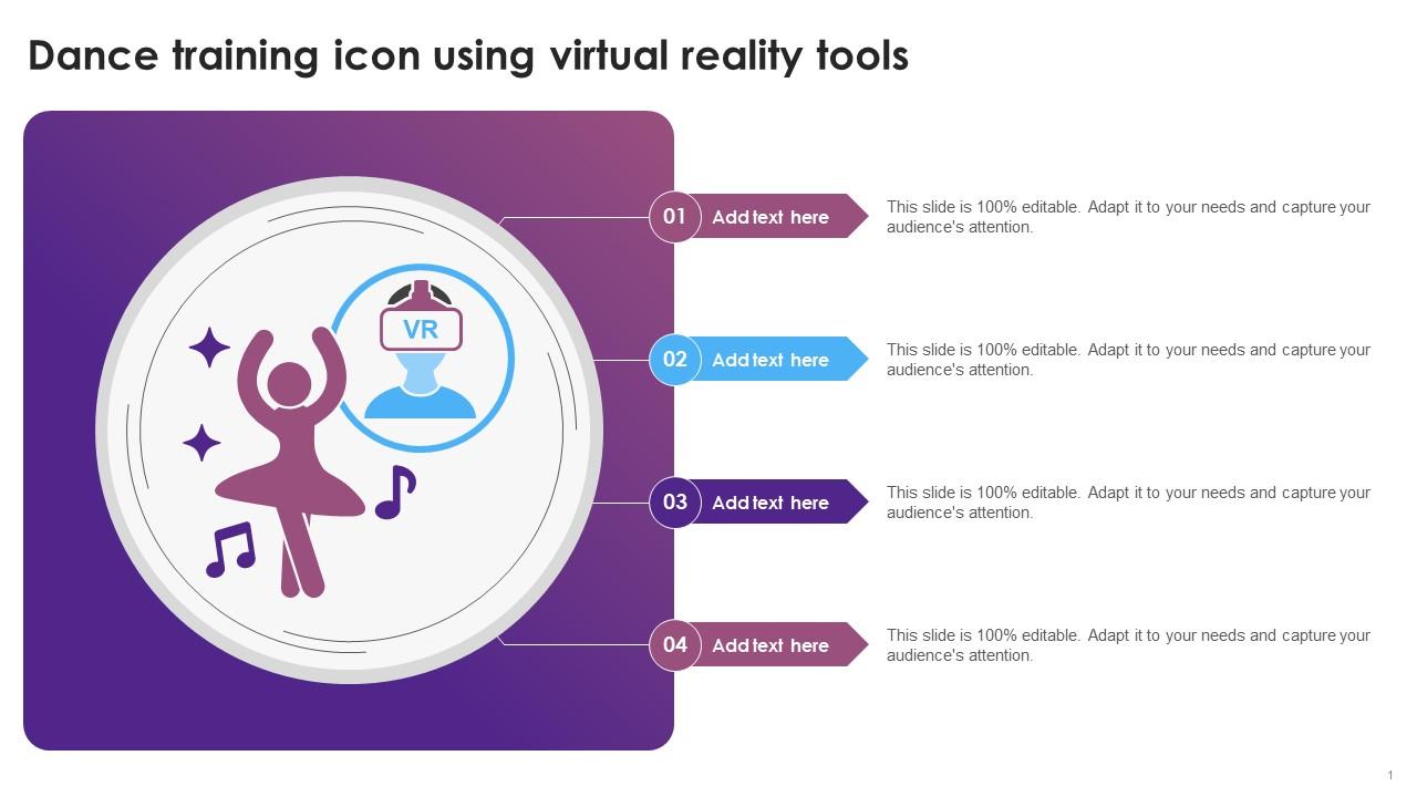Dance Training Icon Using Virtual Reality Tools Ppt Slide