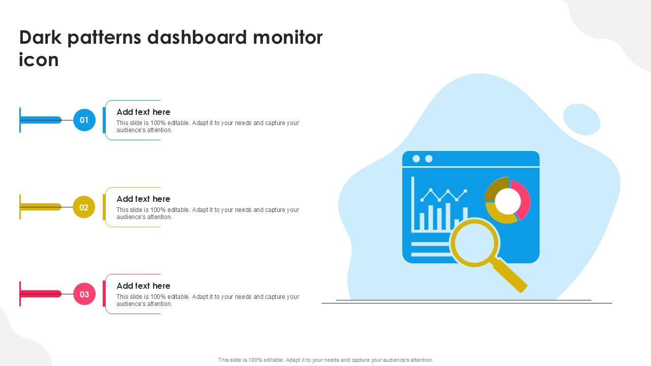 Dark Patterns Dashboard Monitor Icon Ppt Sample