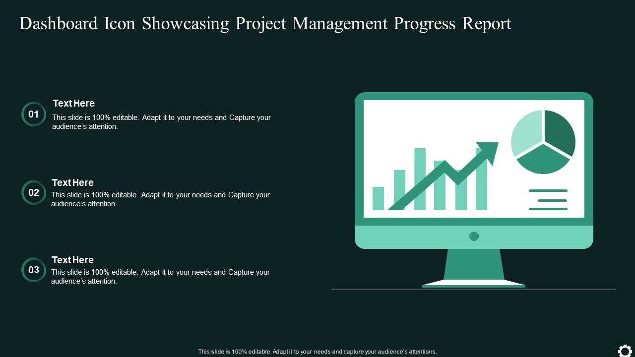 Dashboard Icon Showcasing Project Management Progress Report Slide01