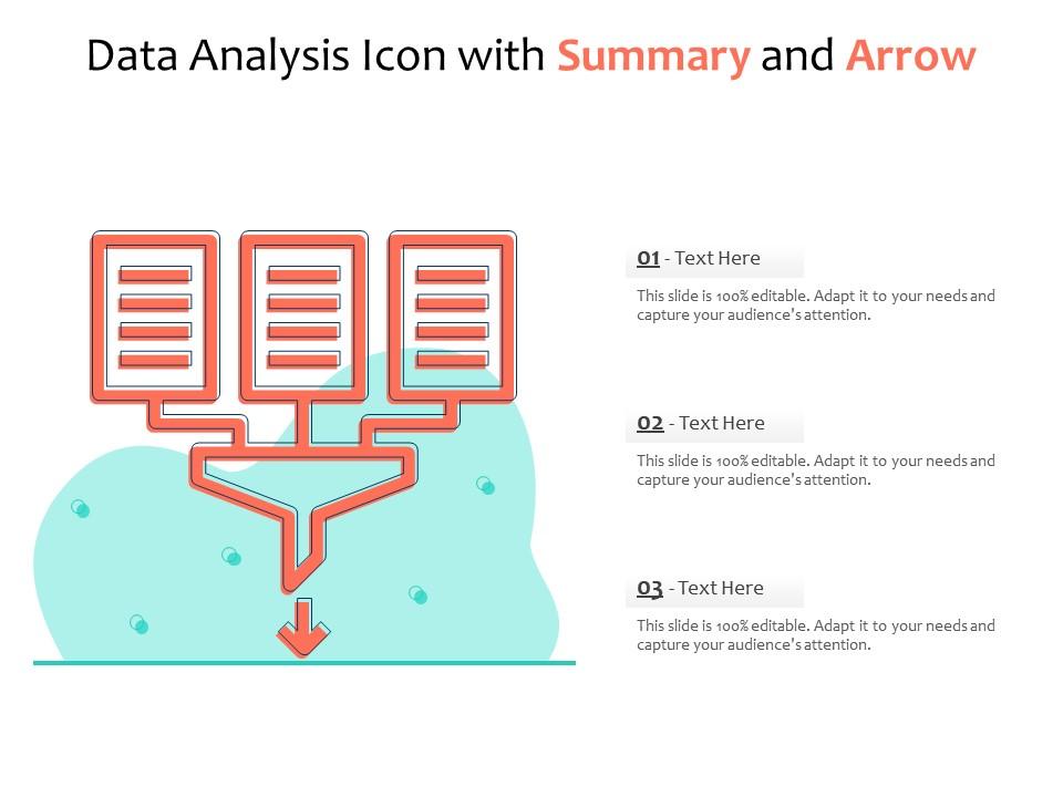 Data analysis icon with summary and arrow Slide01