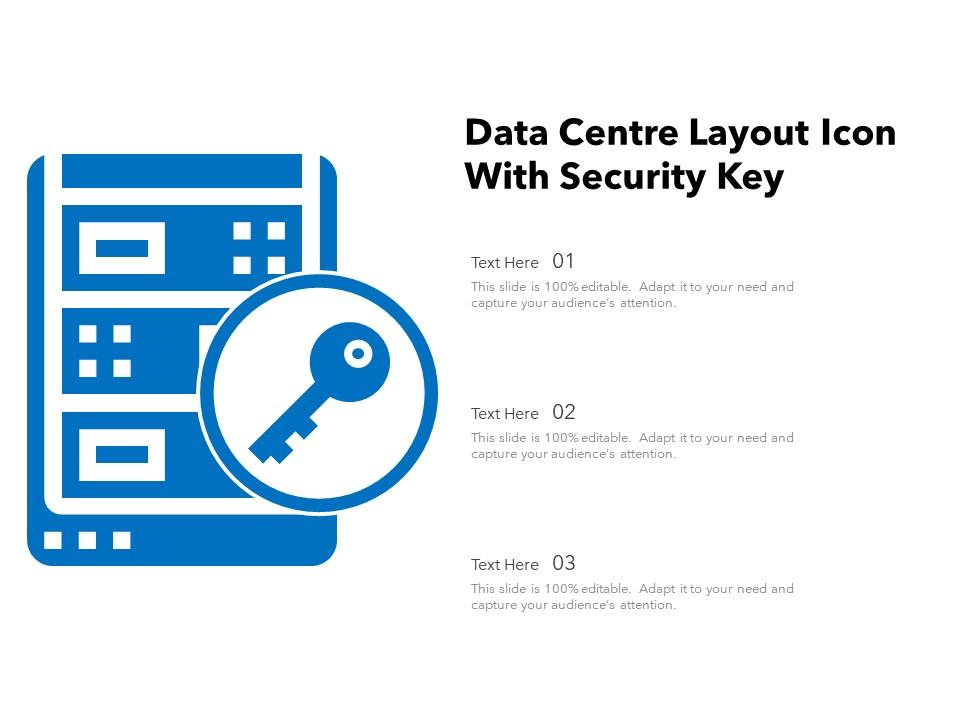 Data centre layout icon with security key Slide01