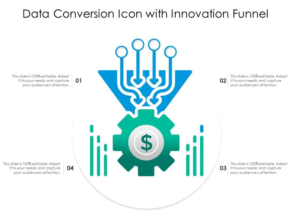 Data conversion icon with innovation funnel Slide01