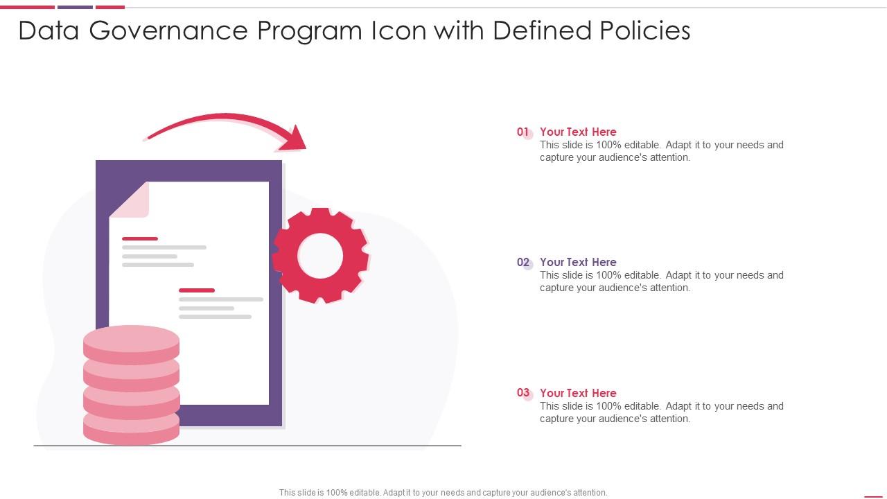 Data Governance Program Icon With Defined Policies Slide01