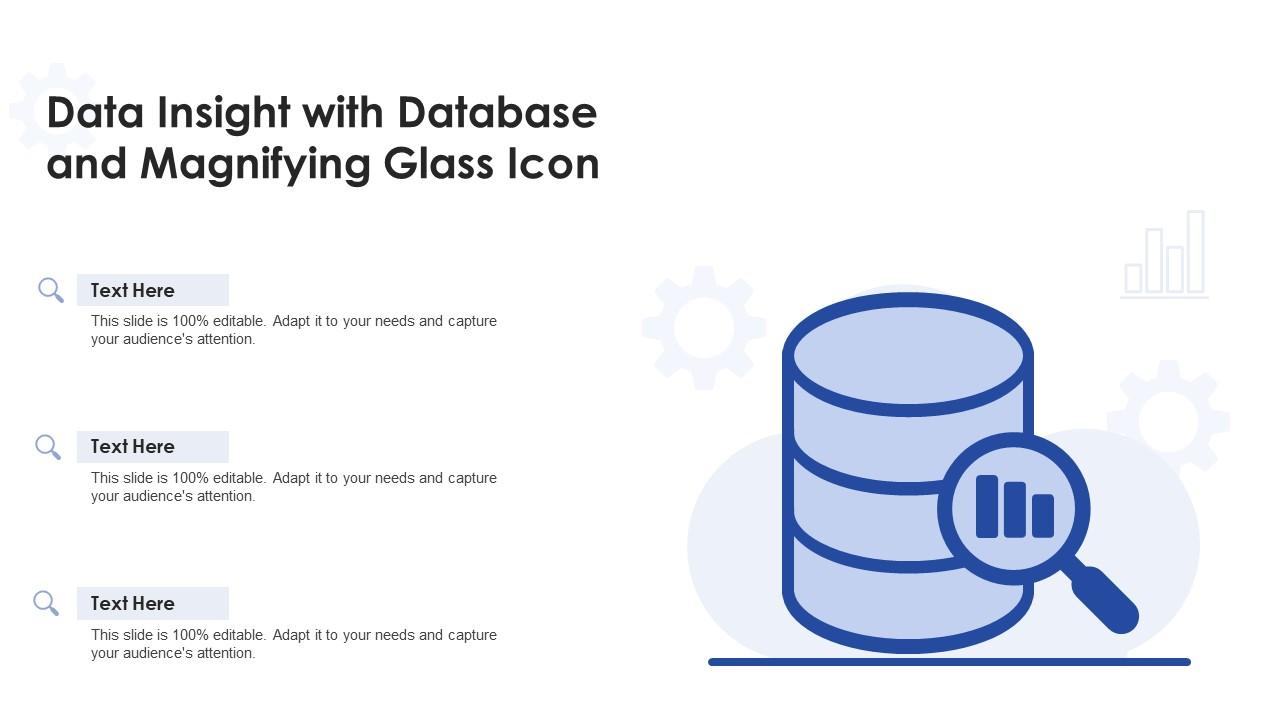Data insight with database and magnifying glass icon Slide01