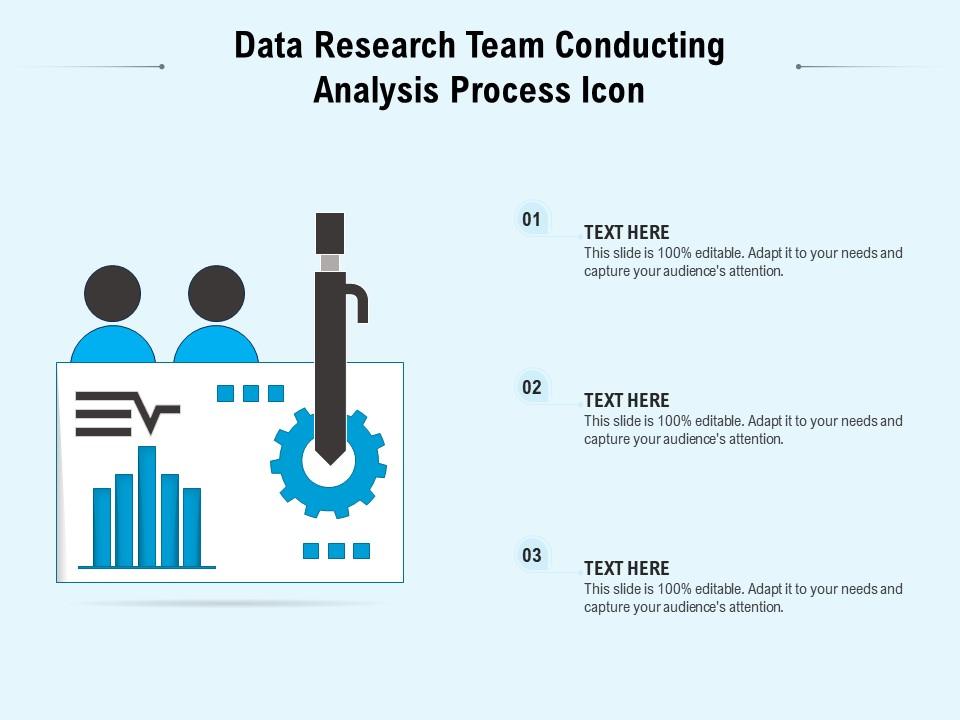 Data research team conducting analysis process icon Slide01