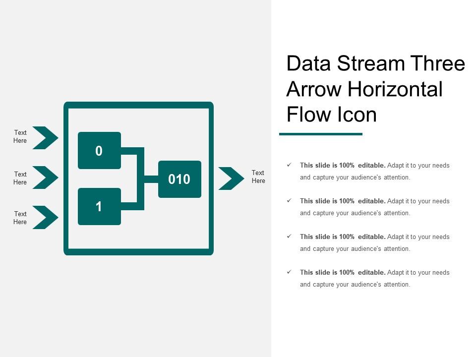 Data stream three arrow horizontal flow icon Slide01