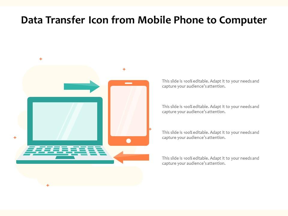 Data transfer icon from mobile phone to computer Slide01