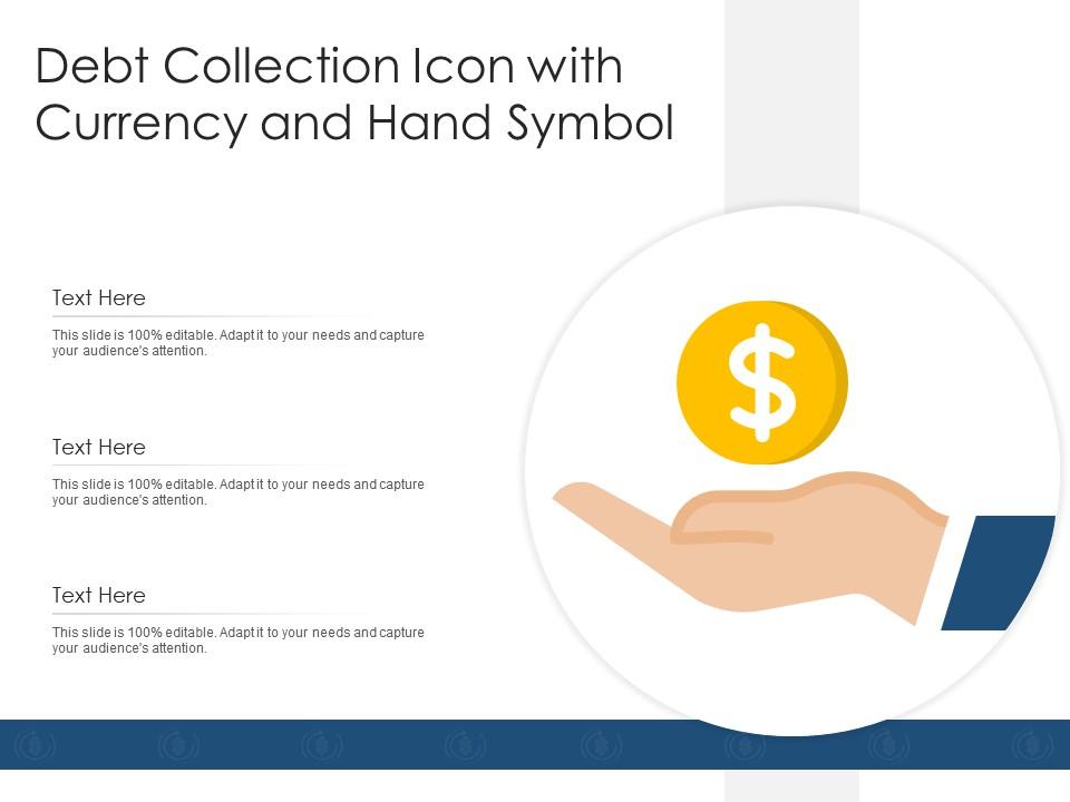 Debt collection icon with currency and hand symbol Slide01