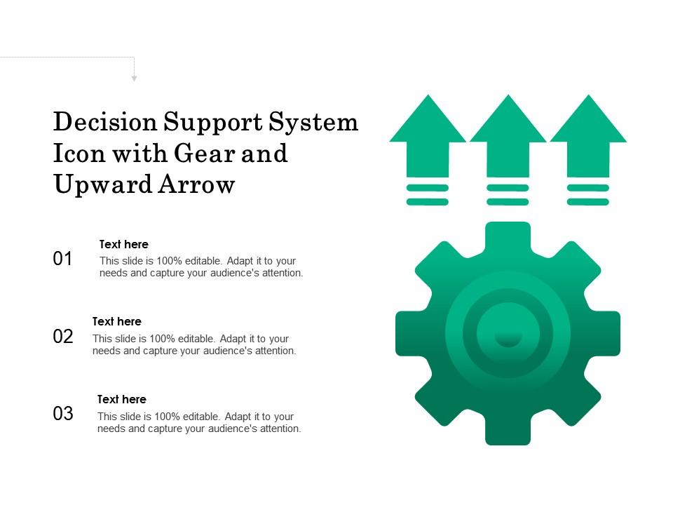Decision support system icon with gear and upward arrow Slide01