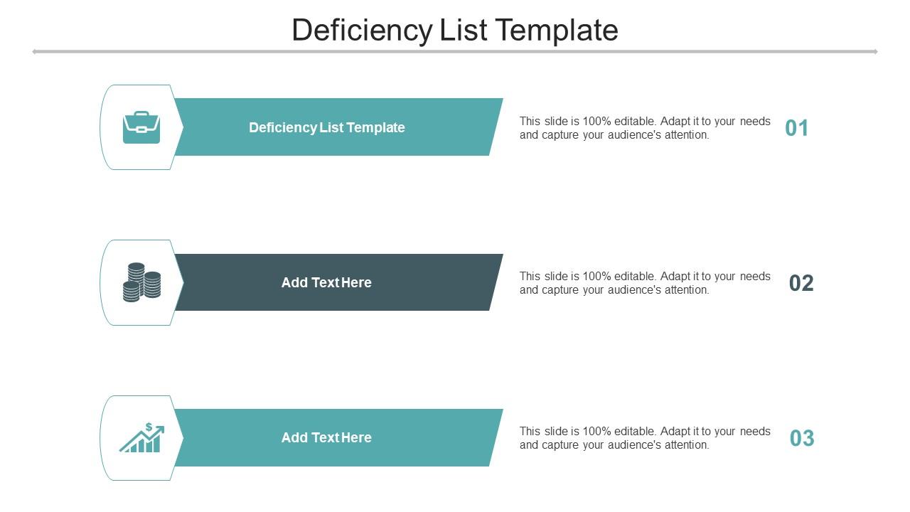 Deficiency List Template Ppt Powerpoint Presentation Icon Portfolio Cpb Slide01