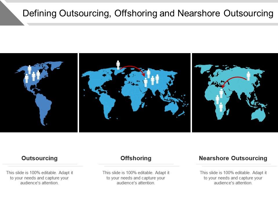 Defining outsourcing offshoring and nearshore outsourcing ppt icon Slide01