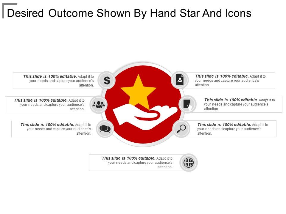 Desired outcome shown by hand star and icons Slide01