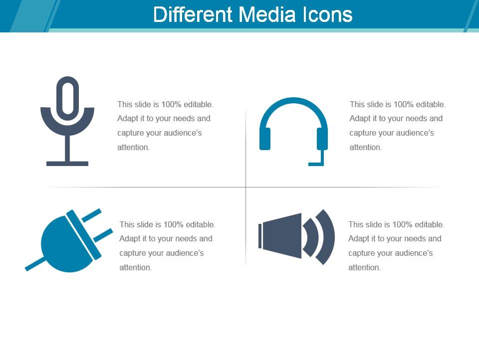Different media icons ppt slides Slide01