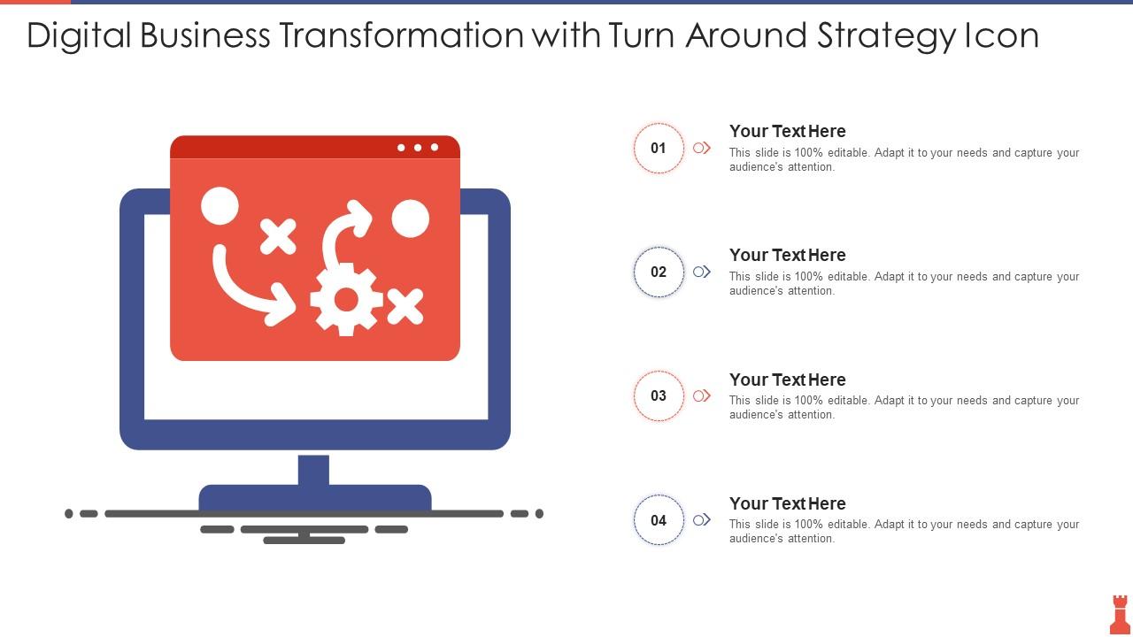 Digital Business Transformation With Turn Around Strategy Icon Slide01