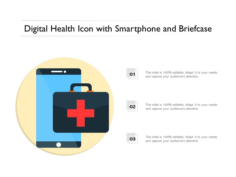 Digital health icon with smartphone and briefcase Slide01