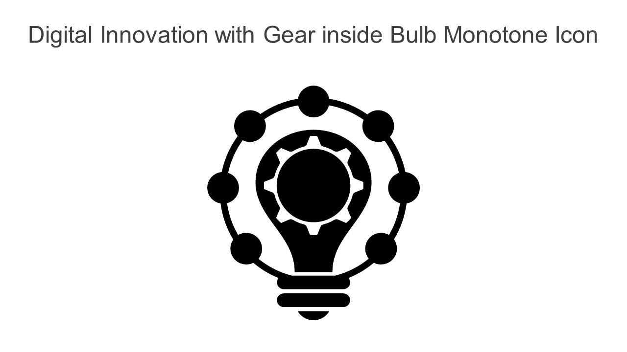 Digital Innovation With Gear Inside Bulb Monotone Icon In Powerpoint Pptx Png And Editable Eps Format Slide01
