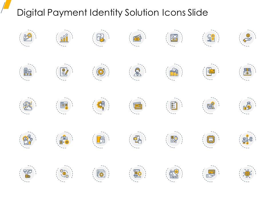 Digital payment identity solution icons slide ppt layouts graphics example Slide01