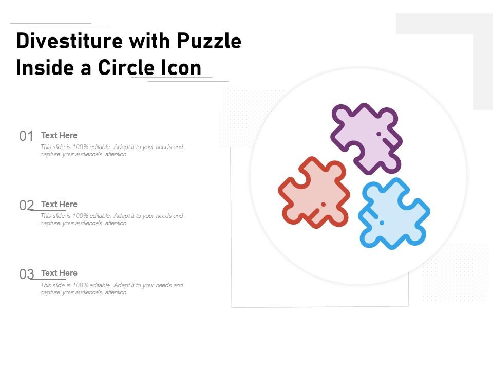 Divestiture with puzzle inside a circle icon Slide01