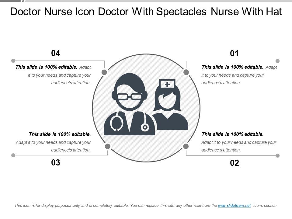 Doctor nurse icon doctor with spectacles nurse with hat Slide01