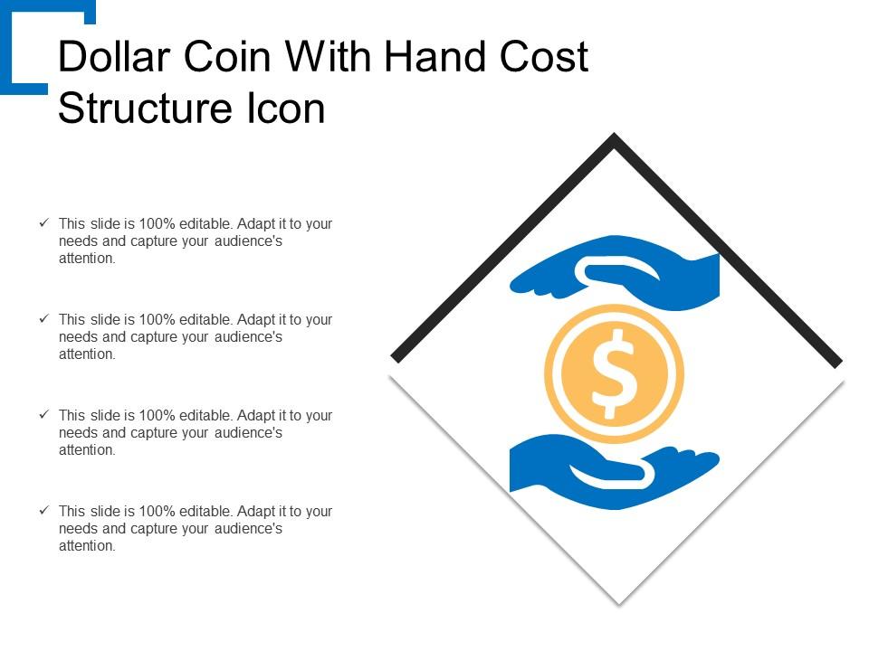 Dollar coin with hand cost structure icon Slide01