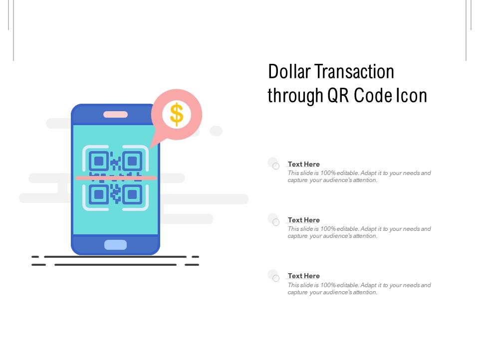 Dollar transaction through qr code icon Slide01