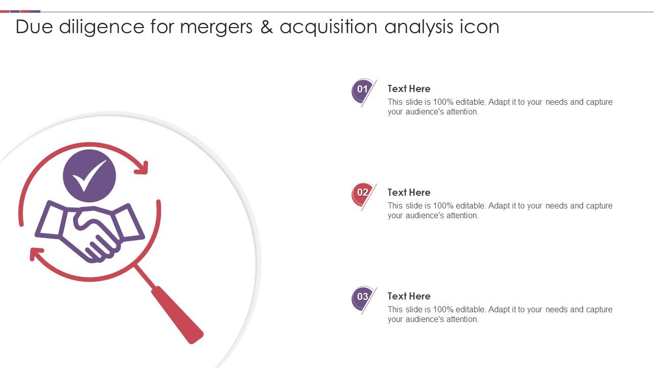 Due Diligence For Mergers And Acquisition Analysis Icon Slide01