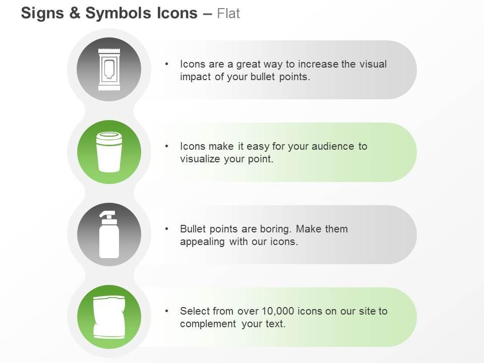Dustbin packet hand sanitizer recycle techniques ppt icons graphics Slide01