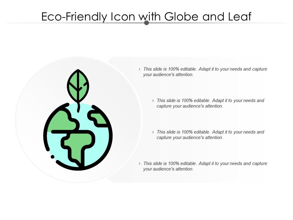 Eco friendly icon with globe and leaf Slide01