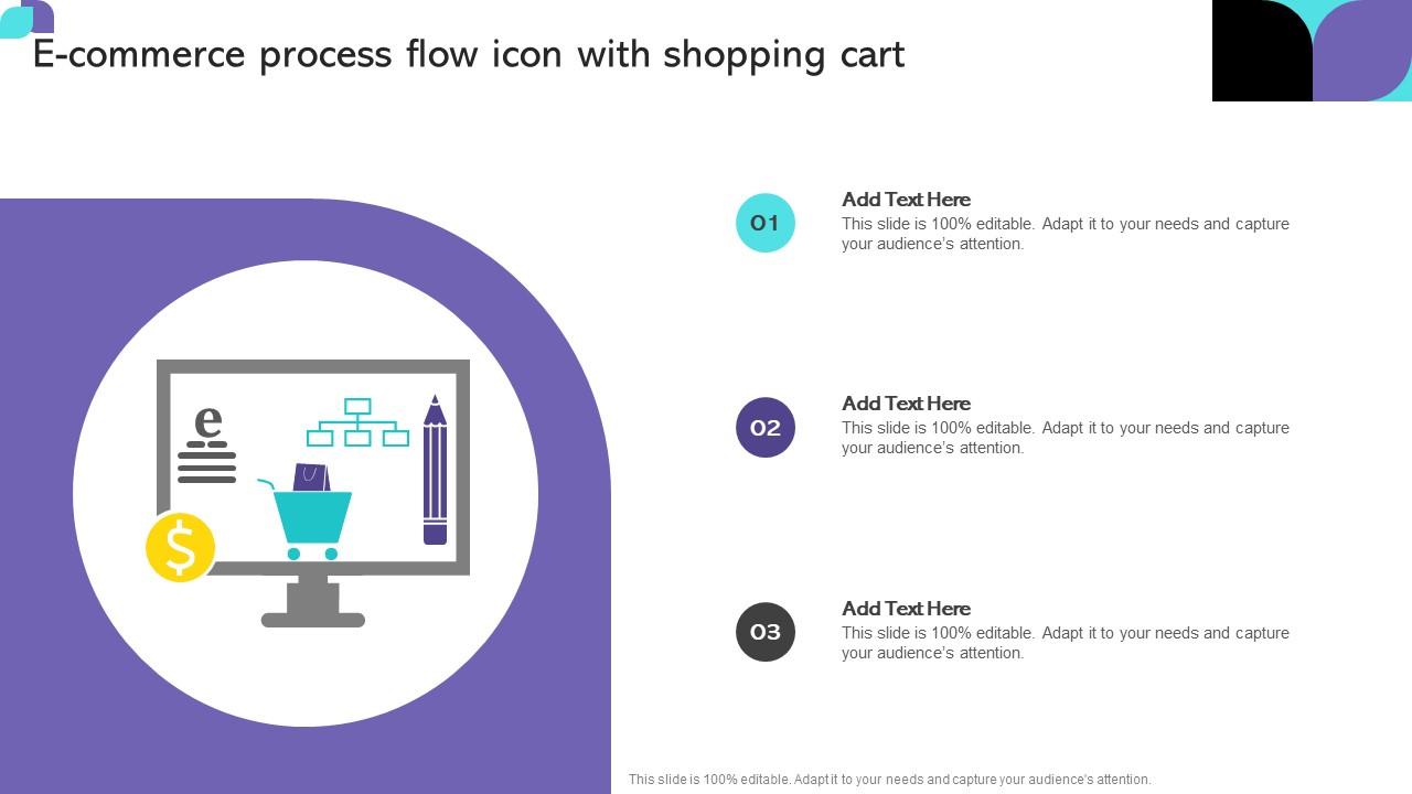 Ecommerce Process Flow Icon With Shopping Cart Slide01