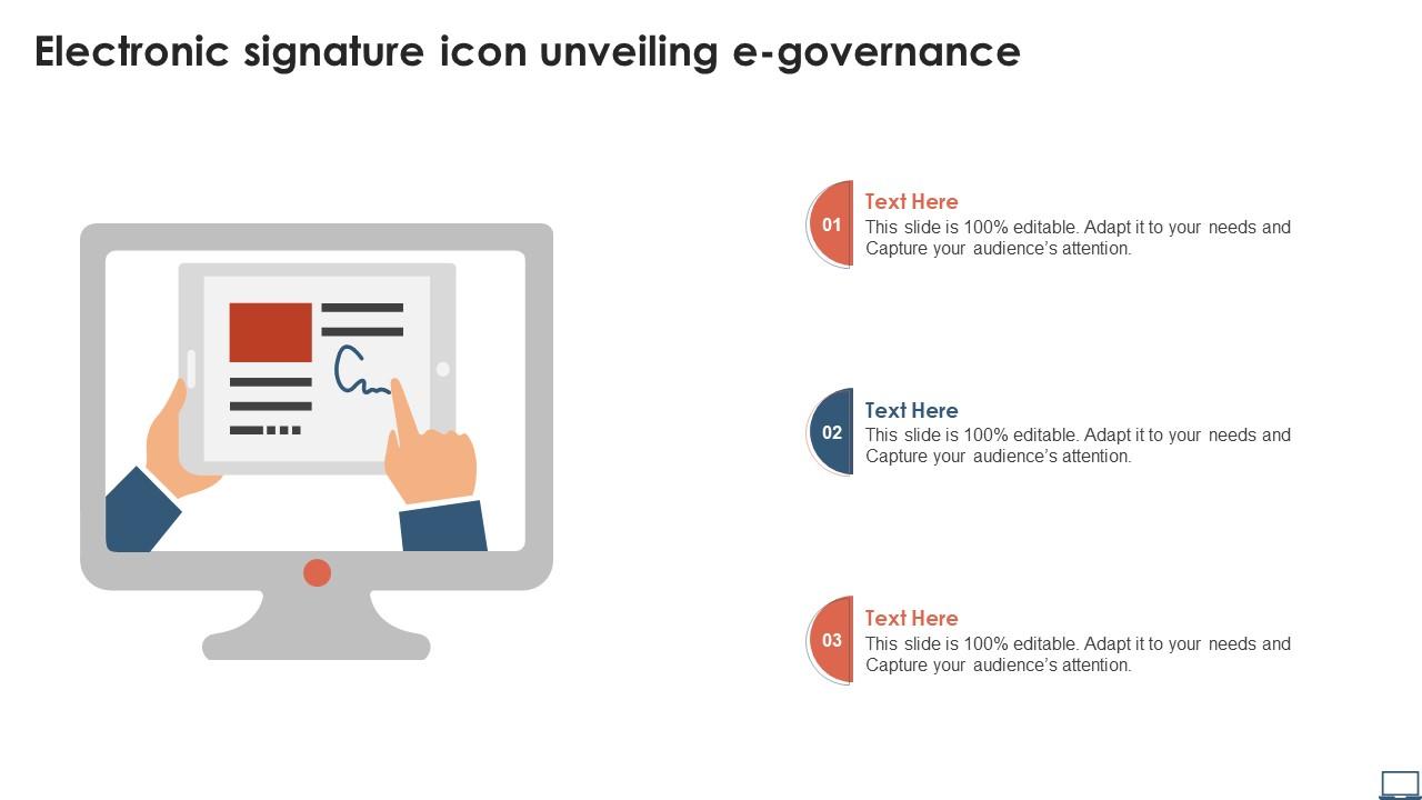 Electronic Signature Icon Unveiling E Governance Slide01