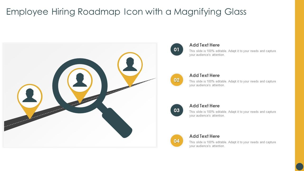 Employee Hiring Roadmap Icon With A Magnifying Glass Slide01