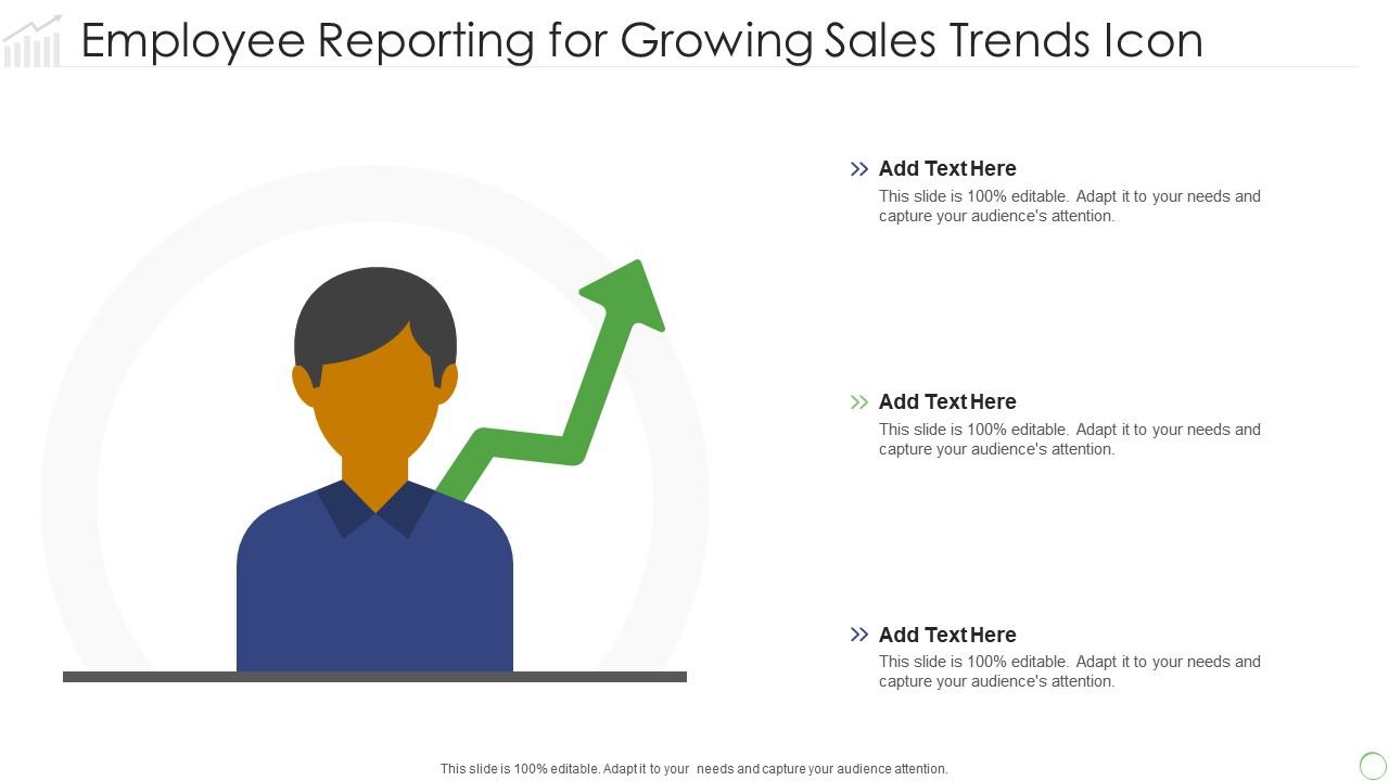 Employee reporting for growing sales trends icon Slide01
