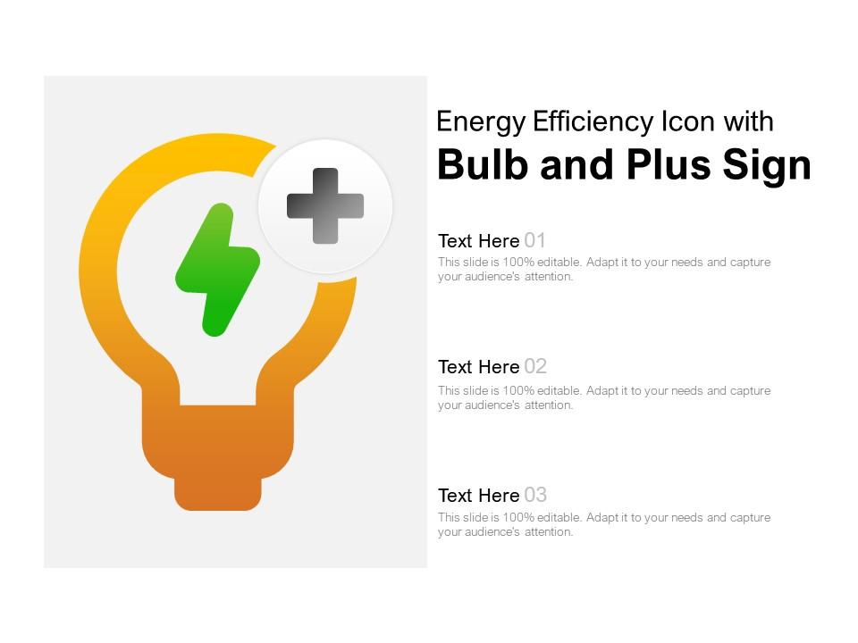 Energy efficiency icon with bulb and plus sign Slide01