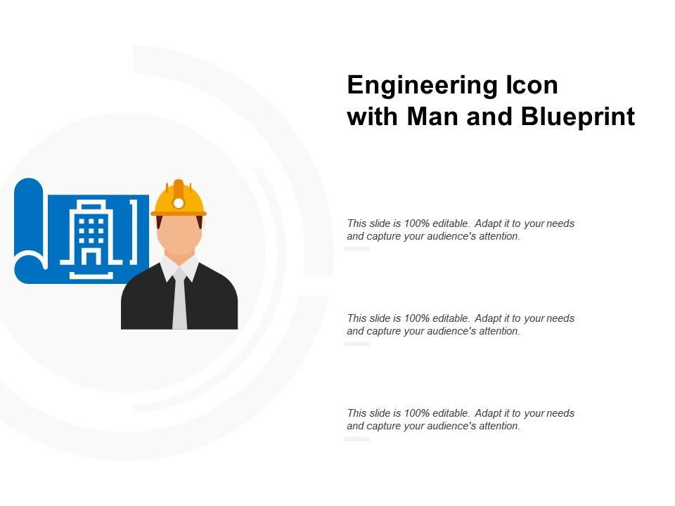 Engineering icon with man and blueprint Slide01