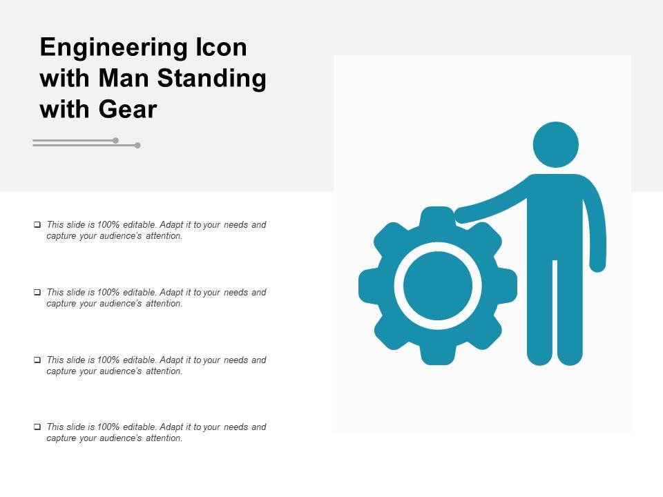 Engineering icon with man standing with gear Slide01