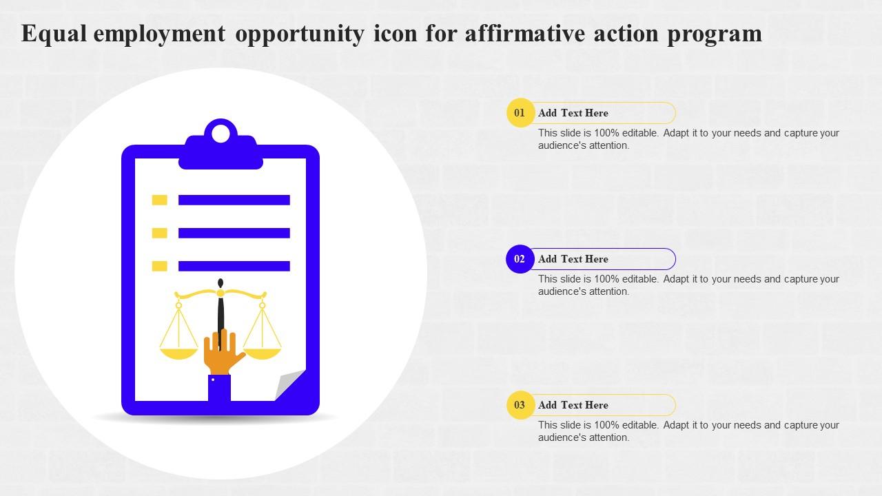 Equal Employment Opportunity Icon For Affirmative Action Program