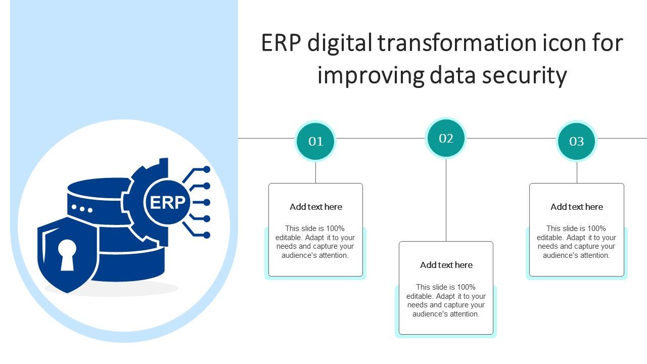ERP Digital Transformation Icon For Improving Data Security