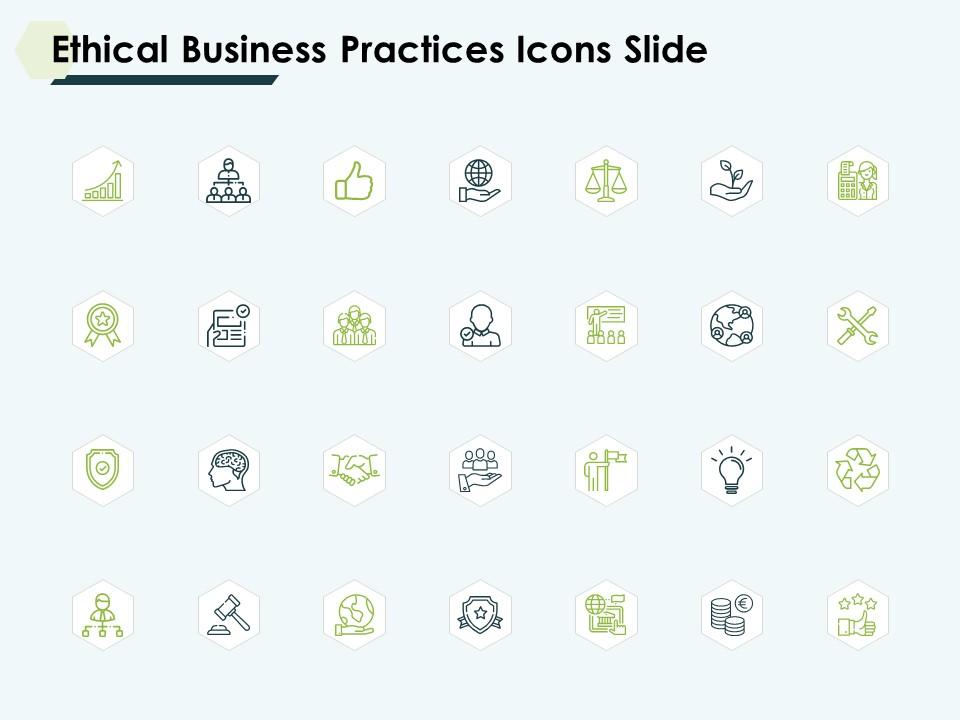 Ethical business practices icons slide idea bulb ppt slides Slide01