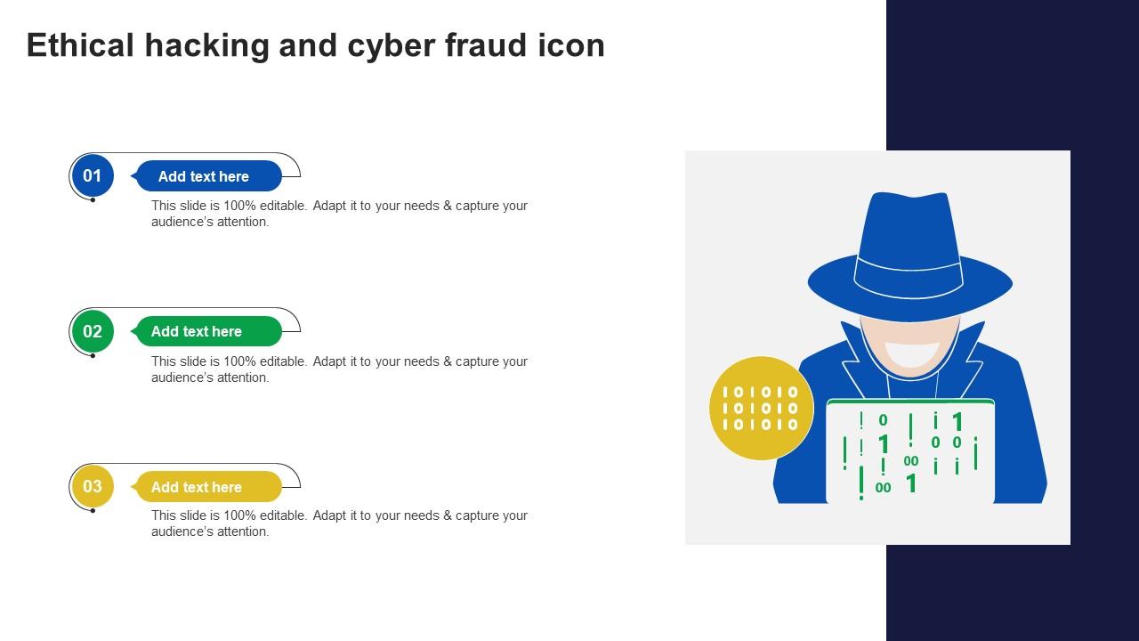 Ethical Hacking And Cyber Fraud Icon Ppt Sample