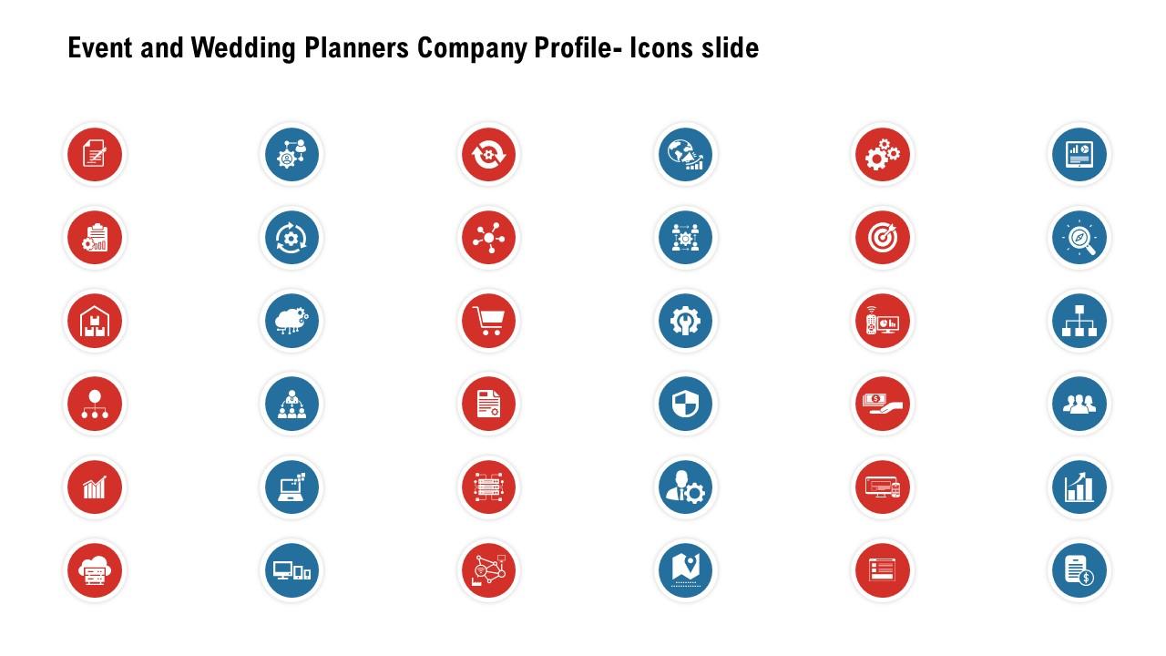 Event And Wedding Planners Company Profile Icons Slide Ppt Elements Slide01